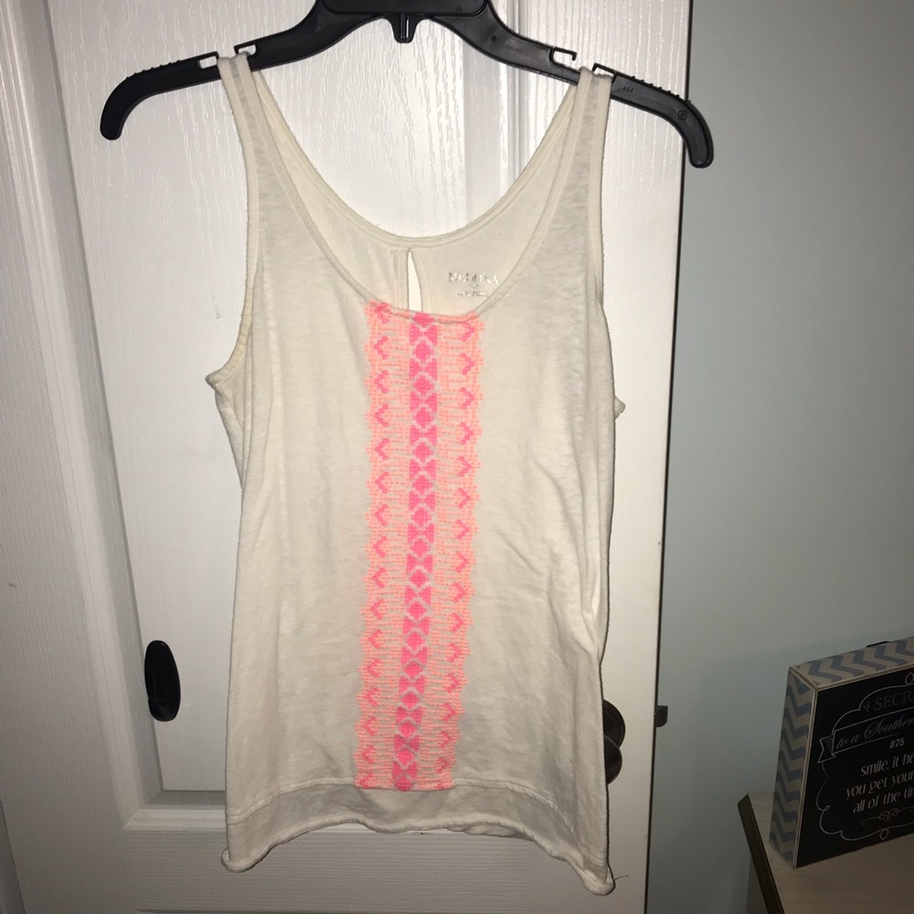 Merona cream and pink tank top